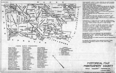 Historical Map of Montgomery County, Pennsylvania Townships