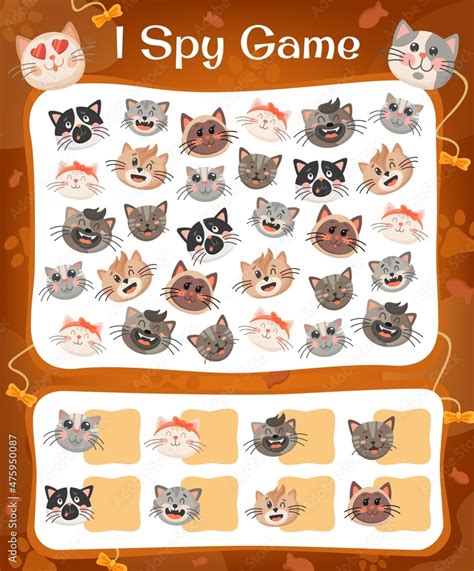 I spy game with cats and kittens. Kids education game how many funny ...