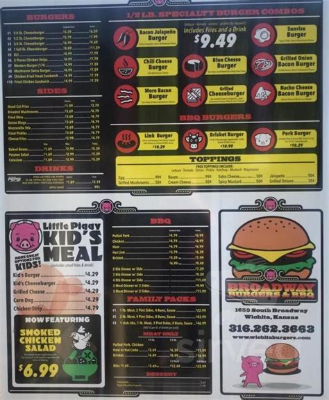 Broadway Burgers And Bbq Menu In Wichita Kansas Usa