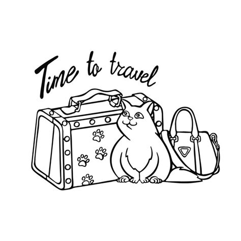 Gato Engra Ado E Texto Desenhado M O Tempo Para Viajar Ilustra O