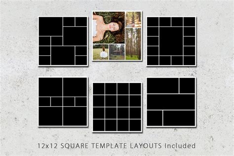 12x12 Photo Collage Template Pack | Creative Templates ~ Creative Market