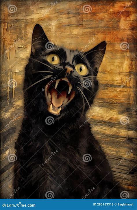 Black Screaming Cat Angry Cat Cat Screaming Generated By Ai