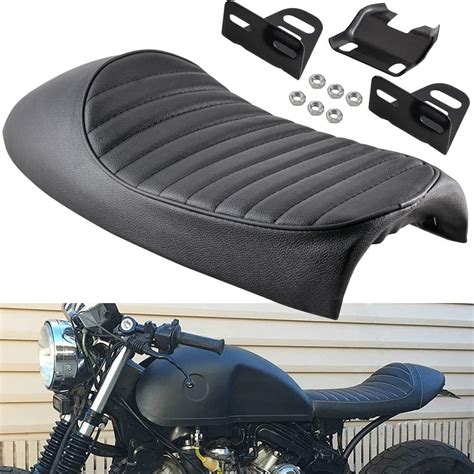 Black Vintage Cafe Racer Hump Seat Retro Saddle For Cb Cb Cb