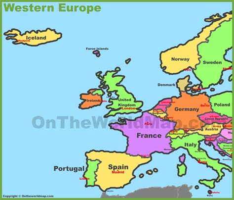 world map of western europe