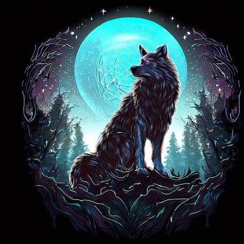 Camiseta Art Stica Lobos Da Noite Lobo No Brilho Da Lua Vetor