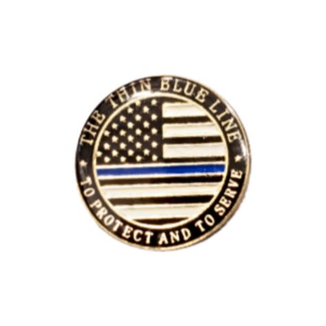 The Thin Blue Line To Protect And To Serve Round Lapel Pin