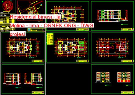 Residencial Binas La Molina Lima Dwg Projesi Autocad Projeler