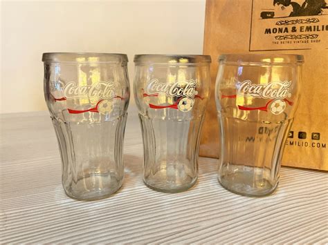 Set 3 Antiguos Vasos Coleccionables Coca Cola Diseño Fútbol Soccer