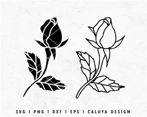 Rose Bud Svg Rose Svg Hand Drawn Flower Svg Tattoo Svg Etsy Canada