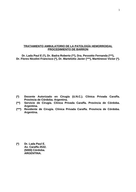 (PDF) Barron Procedure (rubber band ligation) for the ambulatory treatment of hemorrhoidal pathology