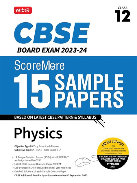 Mtg Cbse Scoremore Sample Question Papers Class Physics Book For