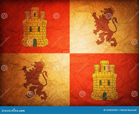 D Castilla Leon Region Flag And Map Royalty Free Stock Photography