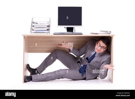 Person Hiding Under Desk Hi Res Stock Photography And Images Alamy