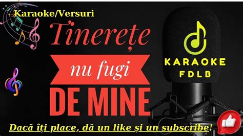 Tinerete Nu Fugi De Mine Do Minor Karaoke Versuri Negative