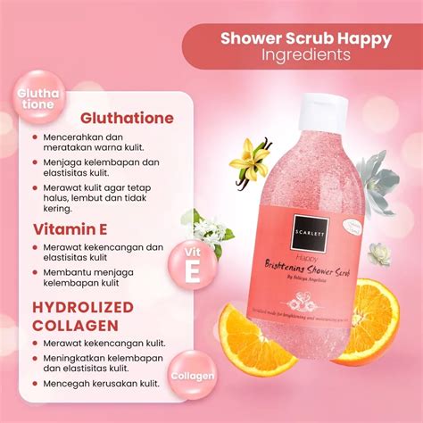 Scarlett Whitening Brightening Shower Scrub Happy 300 Ml Raena