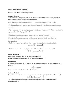 Fillable Online Math Utep Math Chapter Six Pack Section Sets