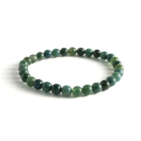 Bracelet Agate Mousse Mm La Stabilisation Madame Gemme