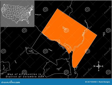 HD Beautiful Map of All Counties in District of Columbia USA Stock ...