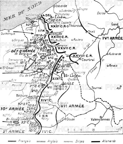 Carte Des Fronts Franco Anglo Belge Et Allemand Photo Archives Snark