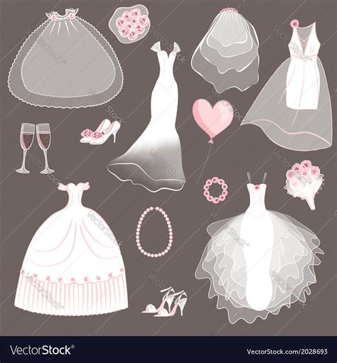 Wedding Dresses Set Royalty Free Vector Image Vectorstock