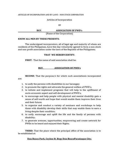 Articles Of Incorporation And By Laws Sample Pdf Board Of Directors Proxy Voting