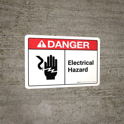 Danger: Electrical Hazard with Hand Icon ANSI Landscape - Wall Sign