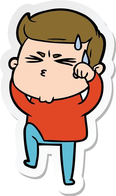 Sticker Of A Cartoon Man Sweating 10763815 Vector Art At Vecteezy