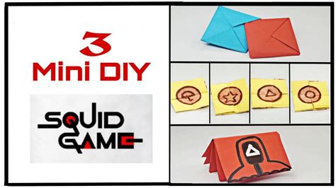 3 DIY Squid Game Crafts Ideas Paper Ddakji Endless Card Mini