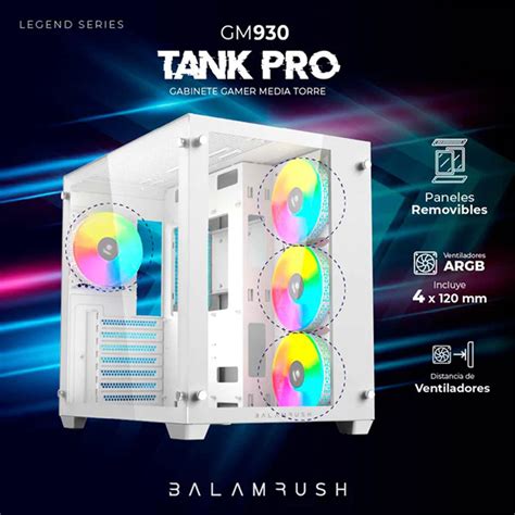 Gabinete Gamer Balam Rush Tank Pro Gm Fan Cristal Templado