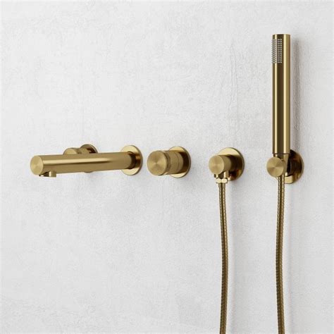 Urban Brushed Gold Wall Mounted Bath Mixer Shower Tap Lusso