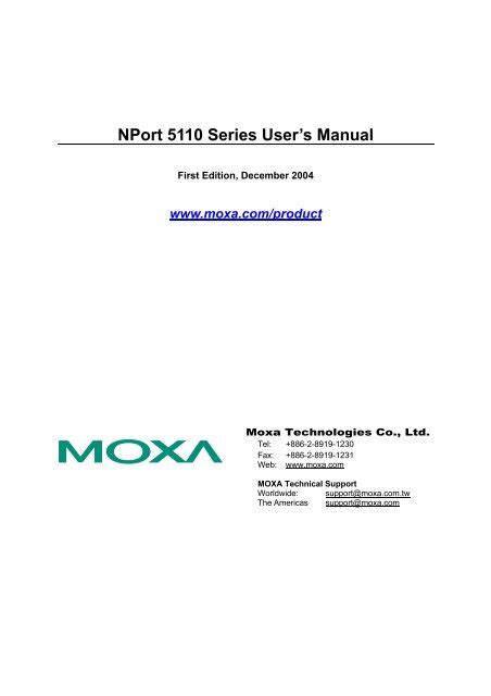 NPort 5110 User's Manual - Moxa