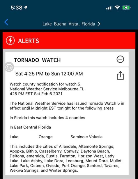 Tornado Watch Issued For Area Surrounding Walt Disney World