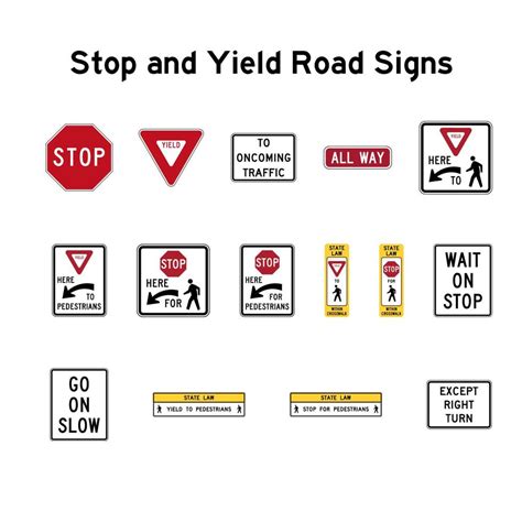 Stop and yield road signs. Vector road signs. 13709715 Vector Art at ...