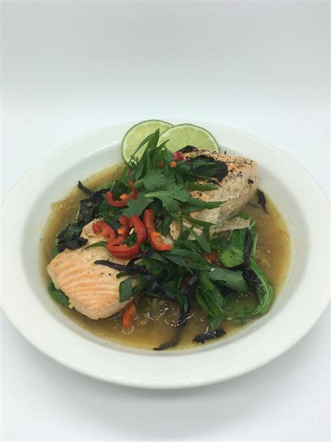 Poached Salmon In A Miso Broth Changing Habits