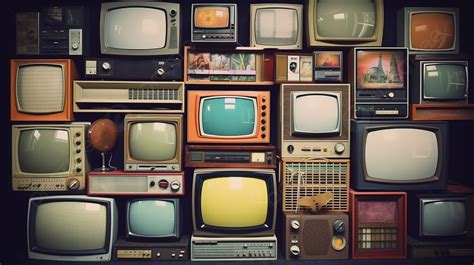 Tv Wall Collage Retro Vintage Televisions Background Stock Photo