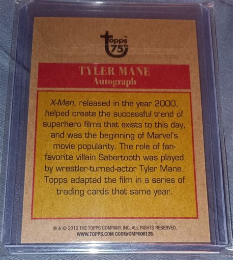 Tyler Mane Sabertooth 2013 Topps 75th Anniversary Auto Card X Men