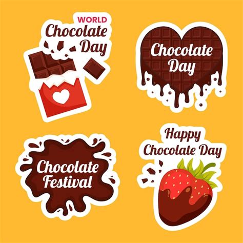 Premium Vector Chocolate Day Label Flat Cartoon Hand Drawn Templates Background Illustration