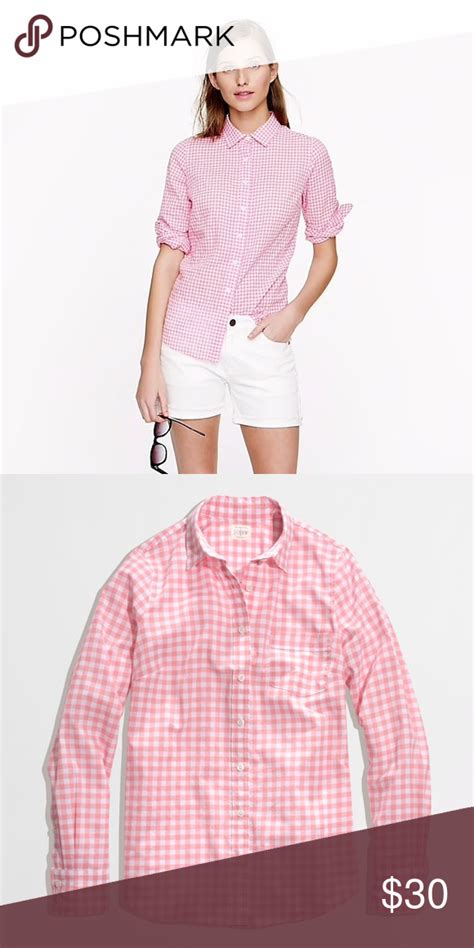 J Crew Pink Gingham Shirt Pink Gingham Button Down In Good Condition