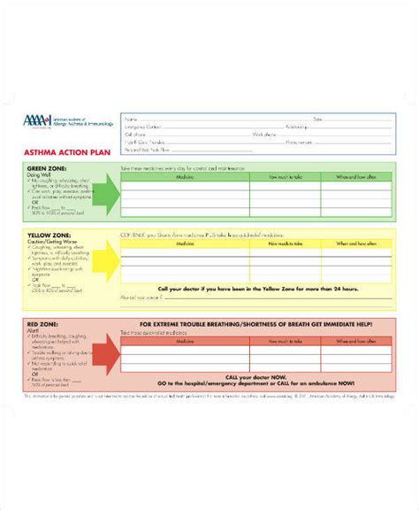 Asthma Action Plan Template Uk