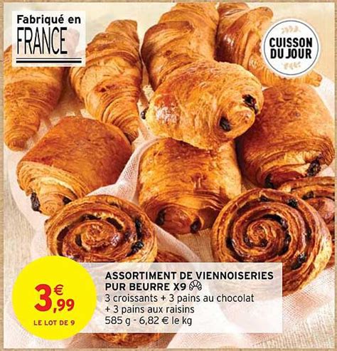 Promo Assotiment De Viennoiseries Pur Beurre X9 chez Intermarché Hyper