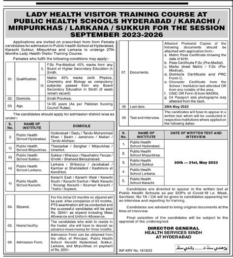 Lady Health Visitor Training Course At Public Health School 2024 Job