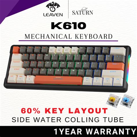 LEAVEN K610 Wired Gaming Mechanical Keyboard 61 Keys Hot Swappable Compact Mechanical Keyboard