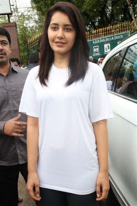 Beautiful North Indian Model Rashi Khanna Long Hair In White T Shirt