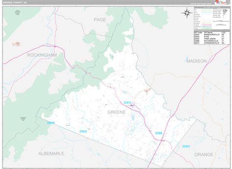 Greene County, VA Wall Map Premium Style by MarketMAPS - MapSales