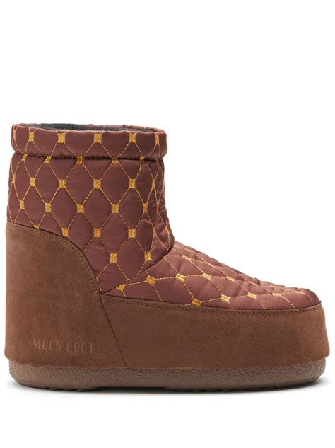 Moon Boot Icon Low Quilted Boots Brown Farfetch Uk