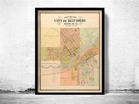 Old Map of Belvidere Illinois 1886 Vintage Map Vintage - Etsy | Old map ...