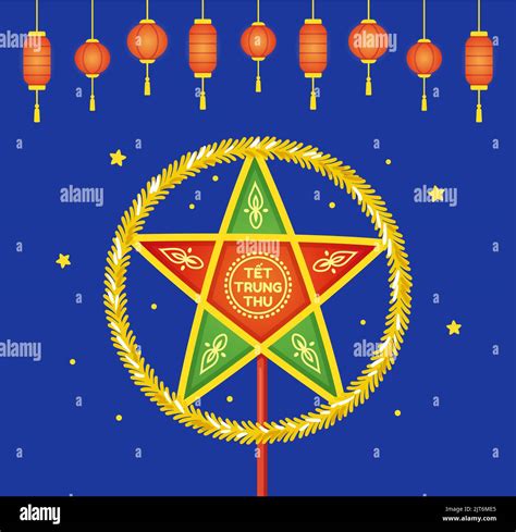 Traditional Vietnamese star lantern (Đèn Ông Sao). Tết Trung Thu means