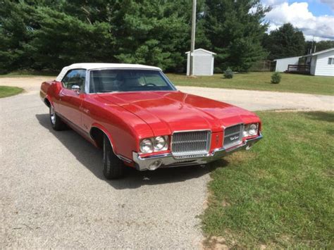 1971 Oldsmobile Cutlass Convertible No Rustn New Top New Red Paint New Bumpers Classic