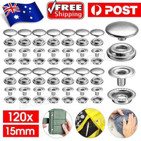 Pcs Mm Stainless Steel Snap Fasteners Press Studs Cap Button Boat