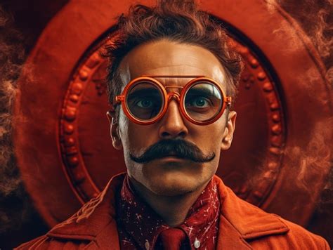 Un Hombre Con Bigote Y Gafas Foto Premium